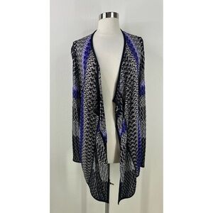 Chicos Colorblock Knit Long Sleeve Open Front Cardigan